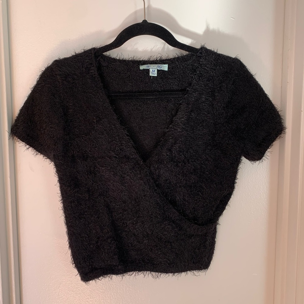 Short sleeve wrap top